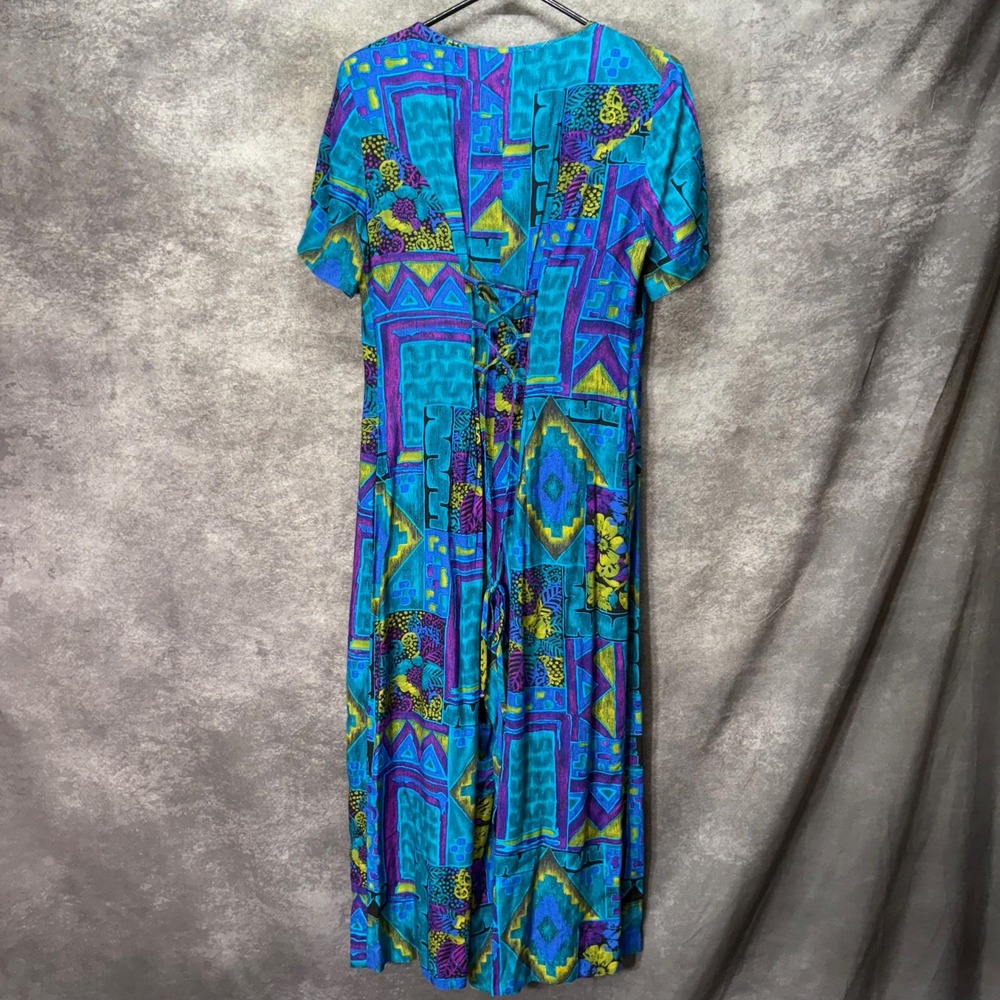 Vintage Moon Dance Wide Leg Jumpsuit Size 8 Aztec Southwestern Blue Funky Artsy - Picture 6 of 16
